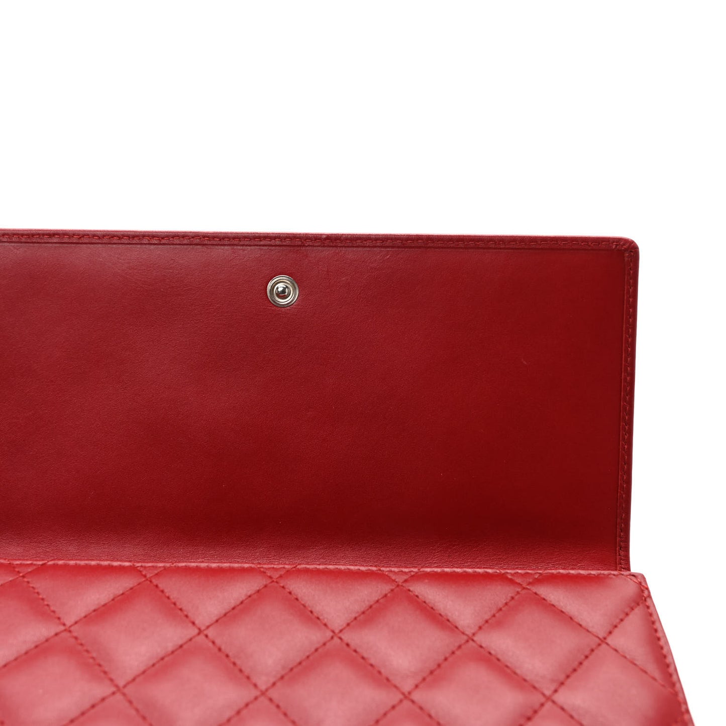 Calfskin Quilted Cambon Long Double Wallet Red