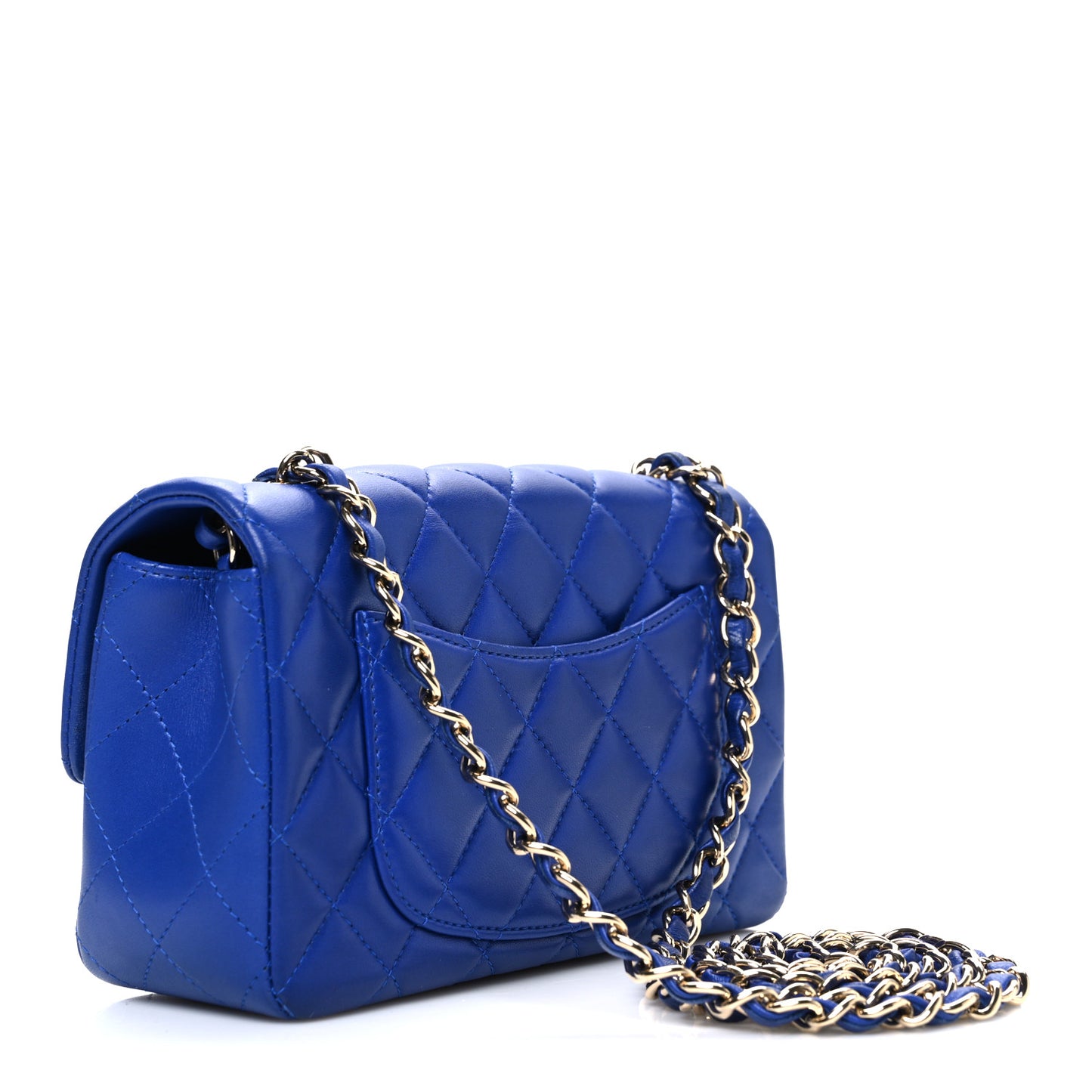 Lambskin Quilted Mini Rectangular Flap Blue