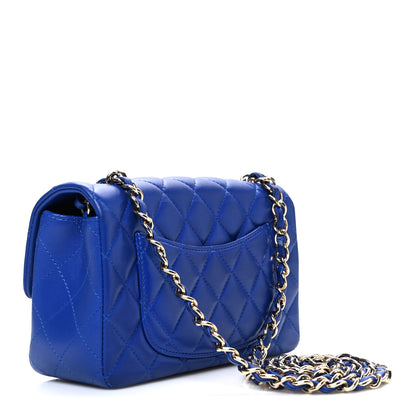 Chanel Lambskin Quilted Mini Rectangular Flap Blue 3 of 11
