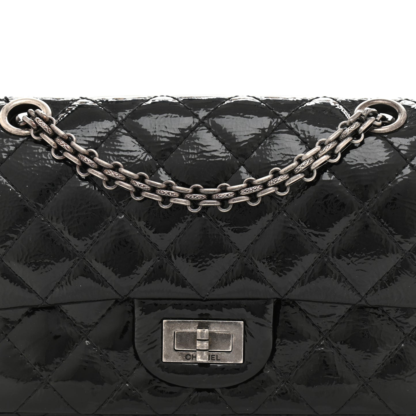 Crinkled Patent Quilted 2.55 Reissue 224 Flap Black