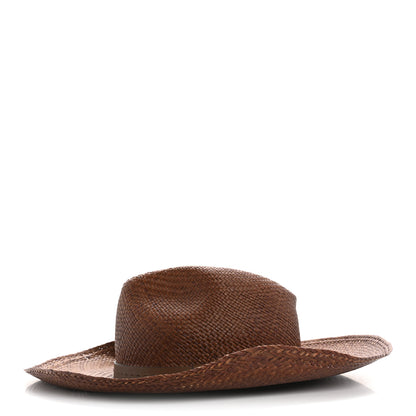 Gucci Straw Calfskin Wide Brim Hat M Brown 4 of 8