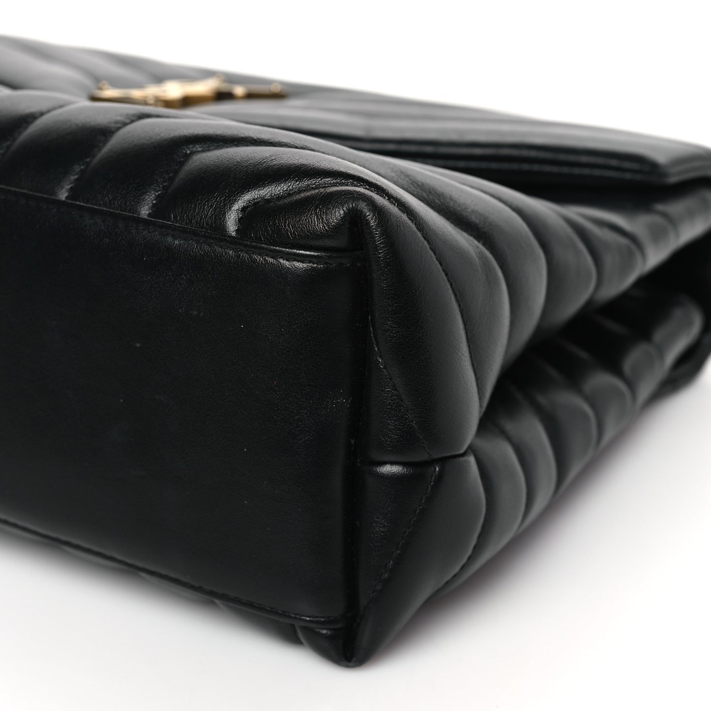 Calfskin Y Quilted Monogram Medium Loulou Chain Satchel Black