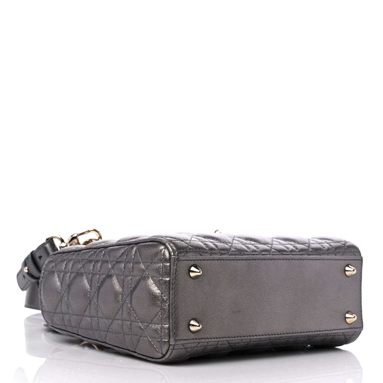 Christian Dior Lambskin Cannage Small My ABCDior Lady Dior Metallic Grey 4 of 11
