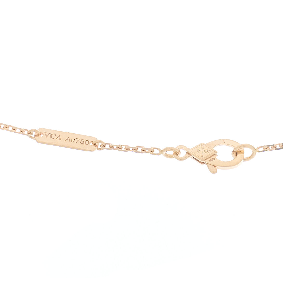 18K Rose Gold Diamond Silver Obsidian Vintage Alhambra Pendant Necklace