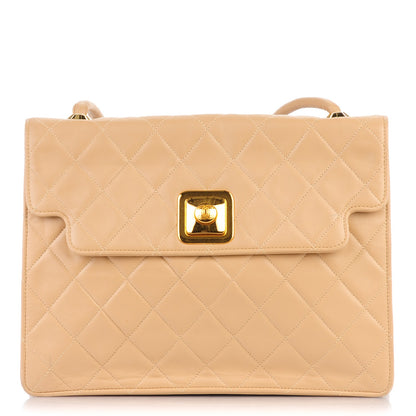 Chanel Lambskin Flap Shoulder Bag Beige 1 of 8