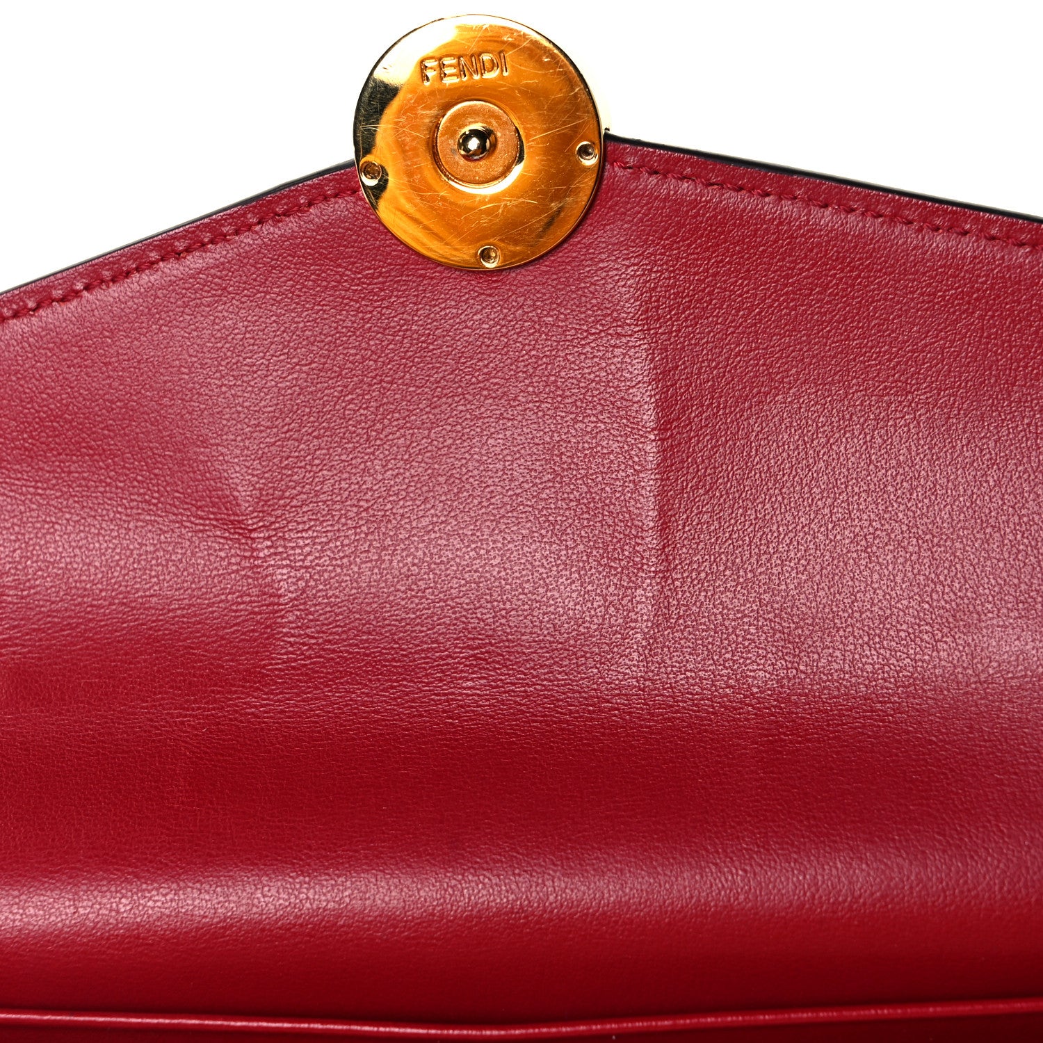 Fendi Vitello Cruise F is Fendi Bi-Color FF 1974 Embossed Continental Envelope Wallet Maya Black Fragola 7 of 7