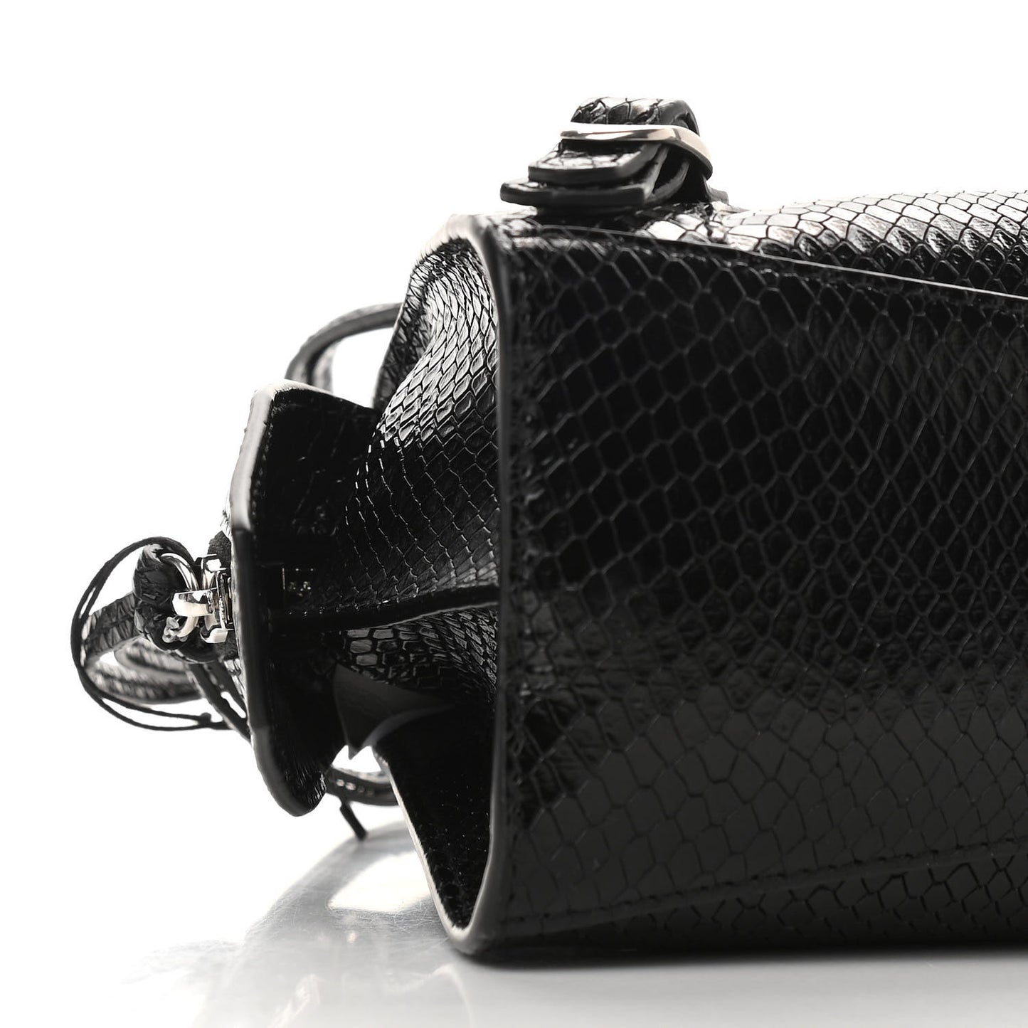 Grained Calfskin Snake Effect Silver Hardware Neo Classic Mini City Black
