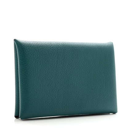 Hermes Chevre Mysore Calvi Card Case Vert Bosphore 3 of 8