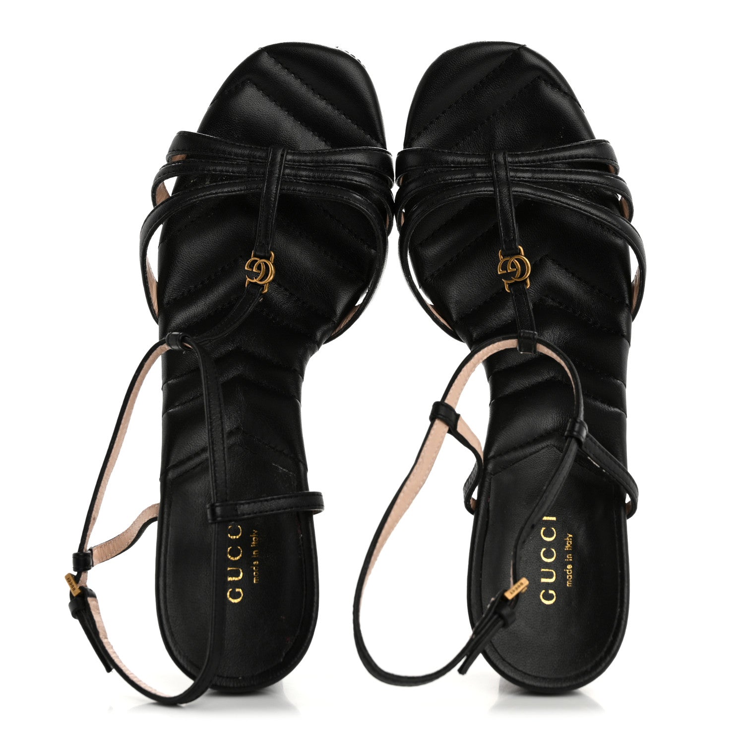Gucci Nappa Matelasse T-Strap 40mm Sandals 38 Black 2 of 11