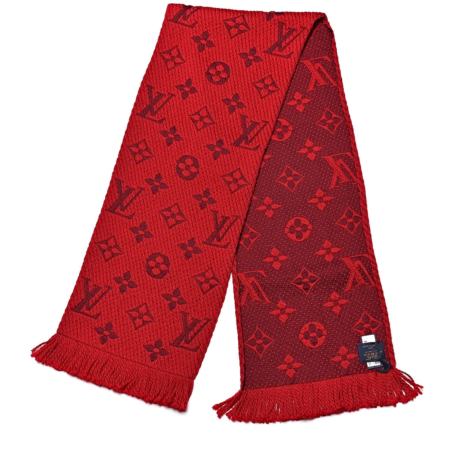 Wool Silk Logomania Scarf Rubis