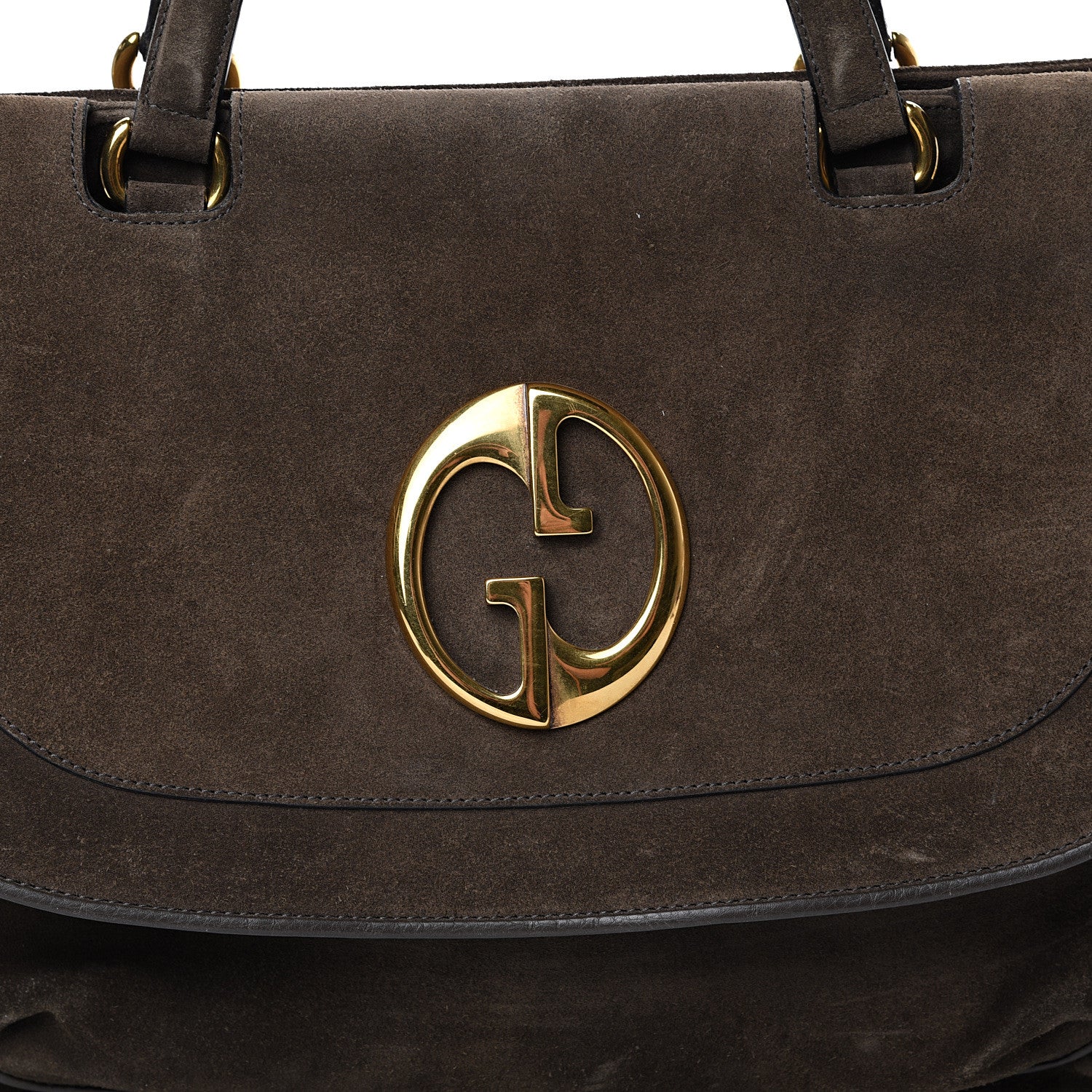 Gucci Suede Medium 1973 Top Handle Satchel Olive 7 of 19