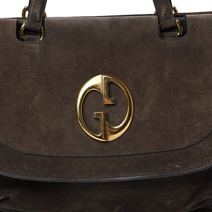 Gucci Suede Medium 1973 Top Handle Satchel Olive 7 of 19