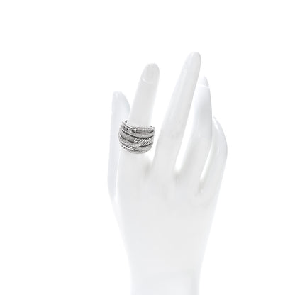 David Yurman Sterling Silver Diamond 19mm Labyrinth Triple Loop Ring 54 6.75 2 of 5