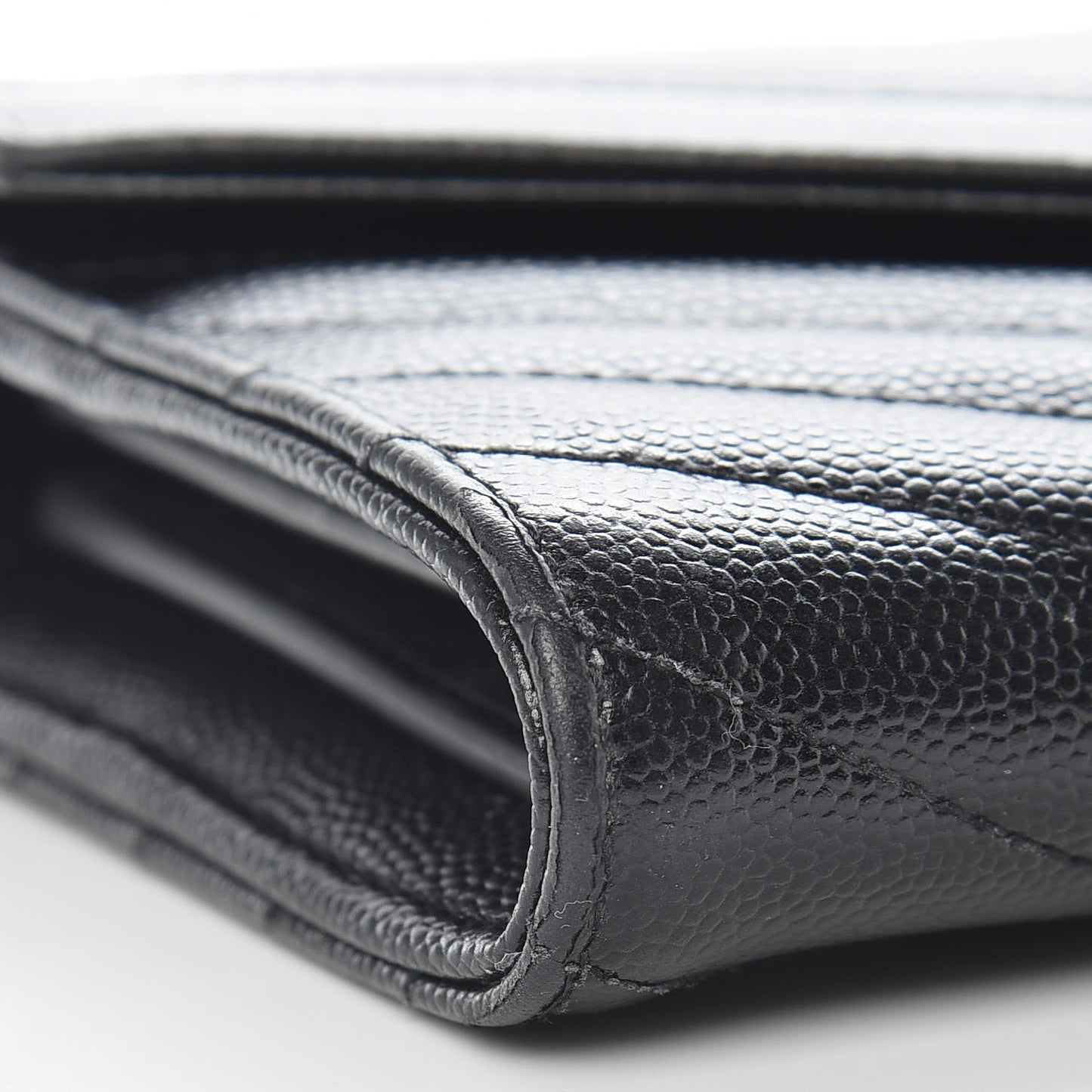 Grain De Poudre Matelasse Chevron Monogram Flap Wallet Black