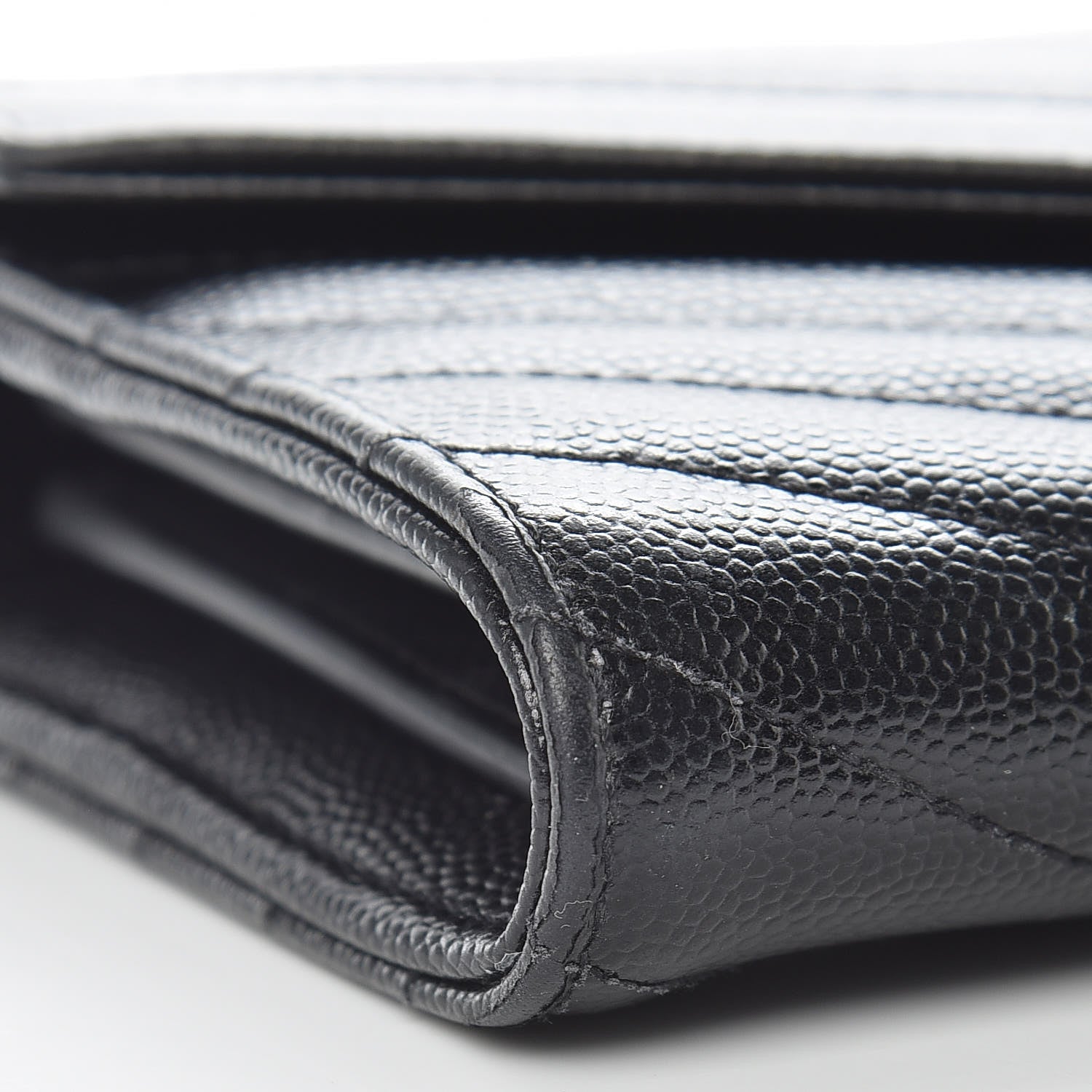 Saint Laurent Grain De Poudre Matelasse Chevron Monogram Flap Wallet Black 9 of 12