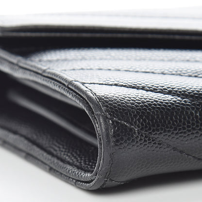 Saint Laurent Grain De Poudre Matelasse Chevron Monogram Flap Wallet Black 9 of 12