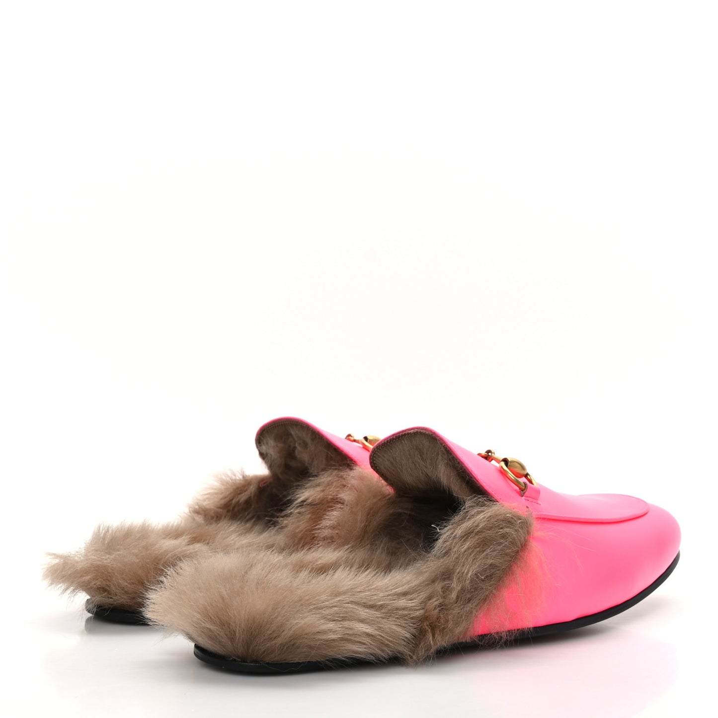 Calfskin Fur Mens Princetown Slippers 8 Fuxia Fluo Natural