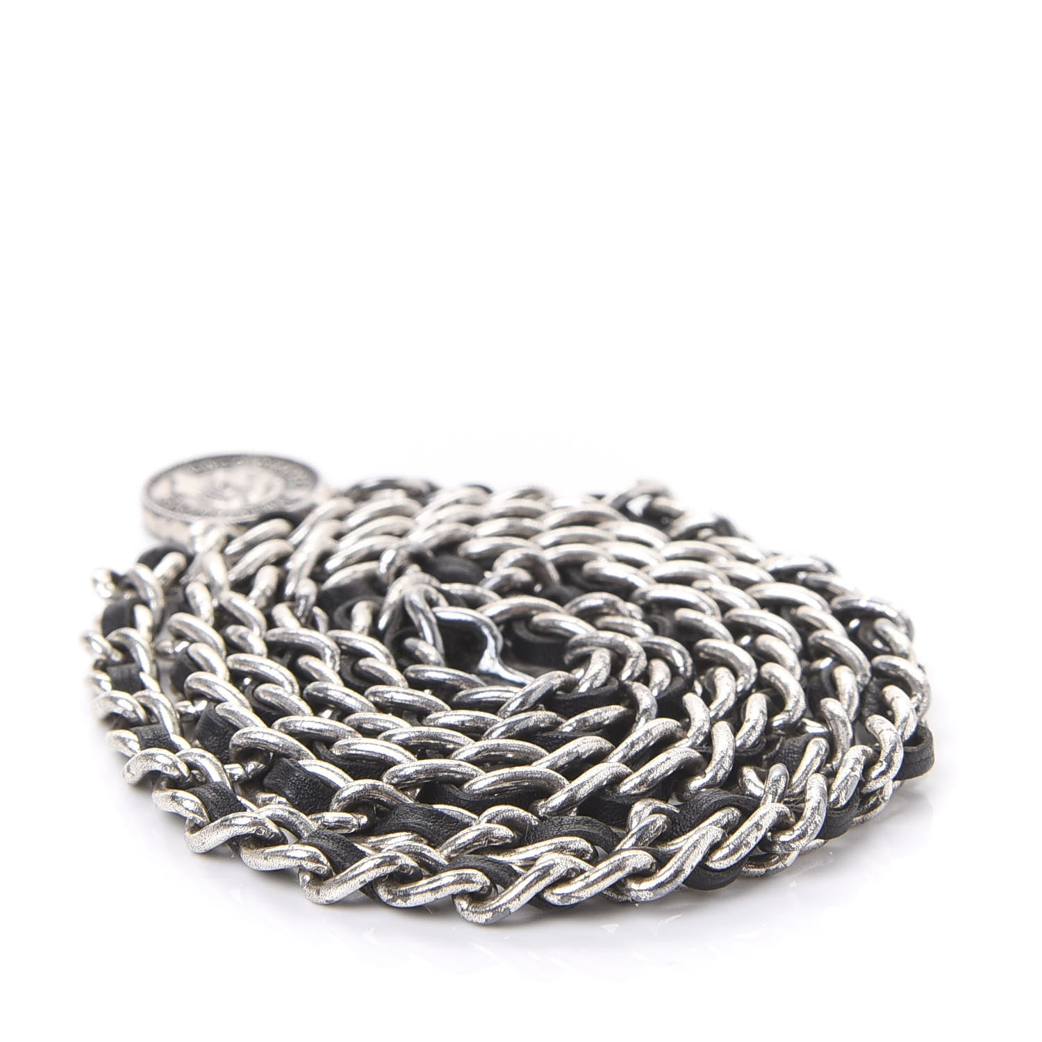 Chanel CHANE Lambskin Chain CC Medallion Belt Black Silver 2 of 3
