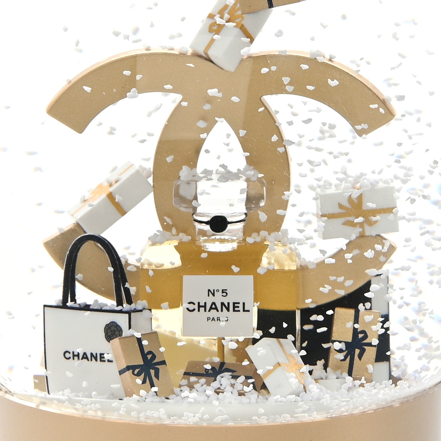 Chanel Glass CC Shopping Bag Snow Globe Gold 5 of 8
