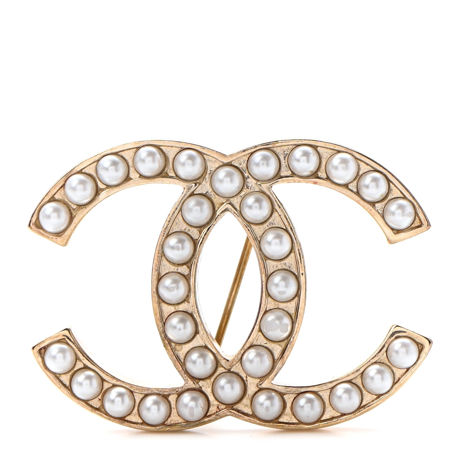 Chanel Pearl CC Brooch Pin Gold 1 of 5