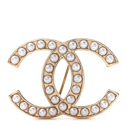Chanel Pearl CC Brooch Pin Gold 1 of 5