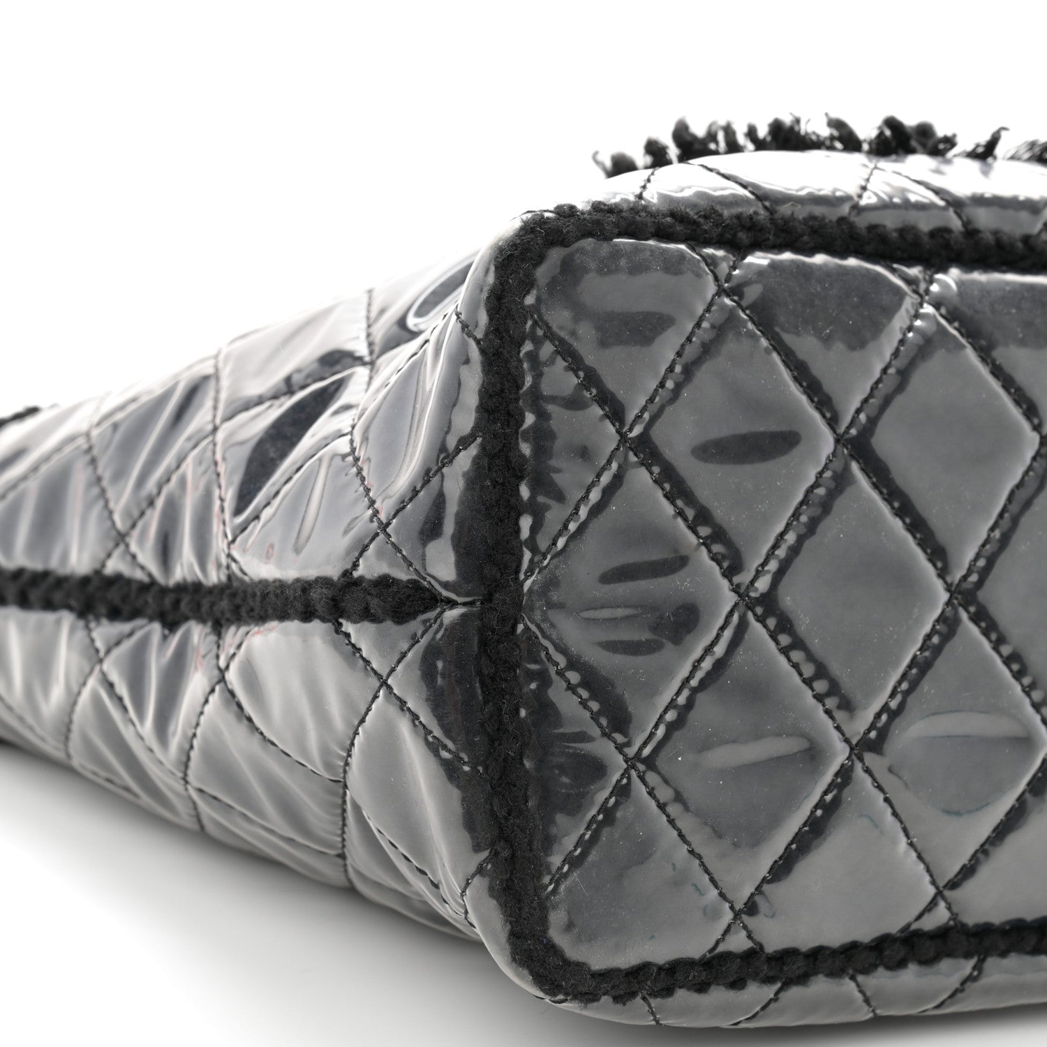 Chanel Vinyl Quilted Funny Tweed Tote Black 9 of 12