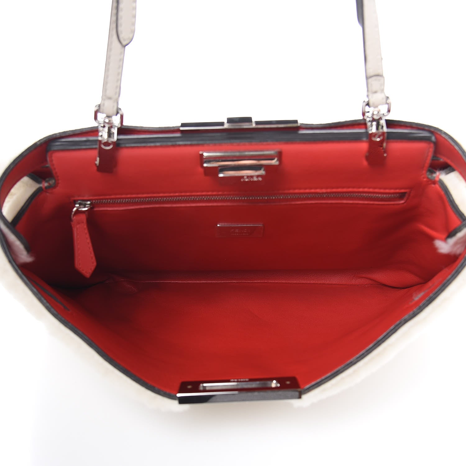 Fendi Shearling Peekaboo Iconic Clutch White Papavero 5 of 8