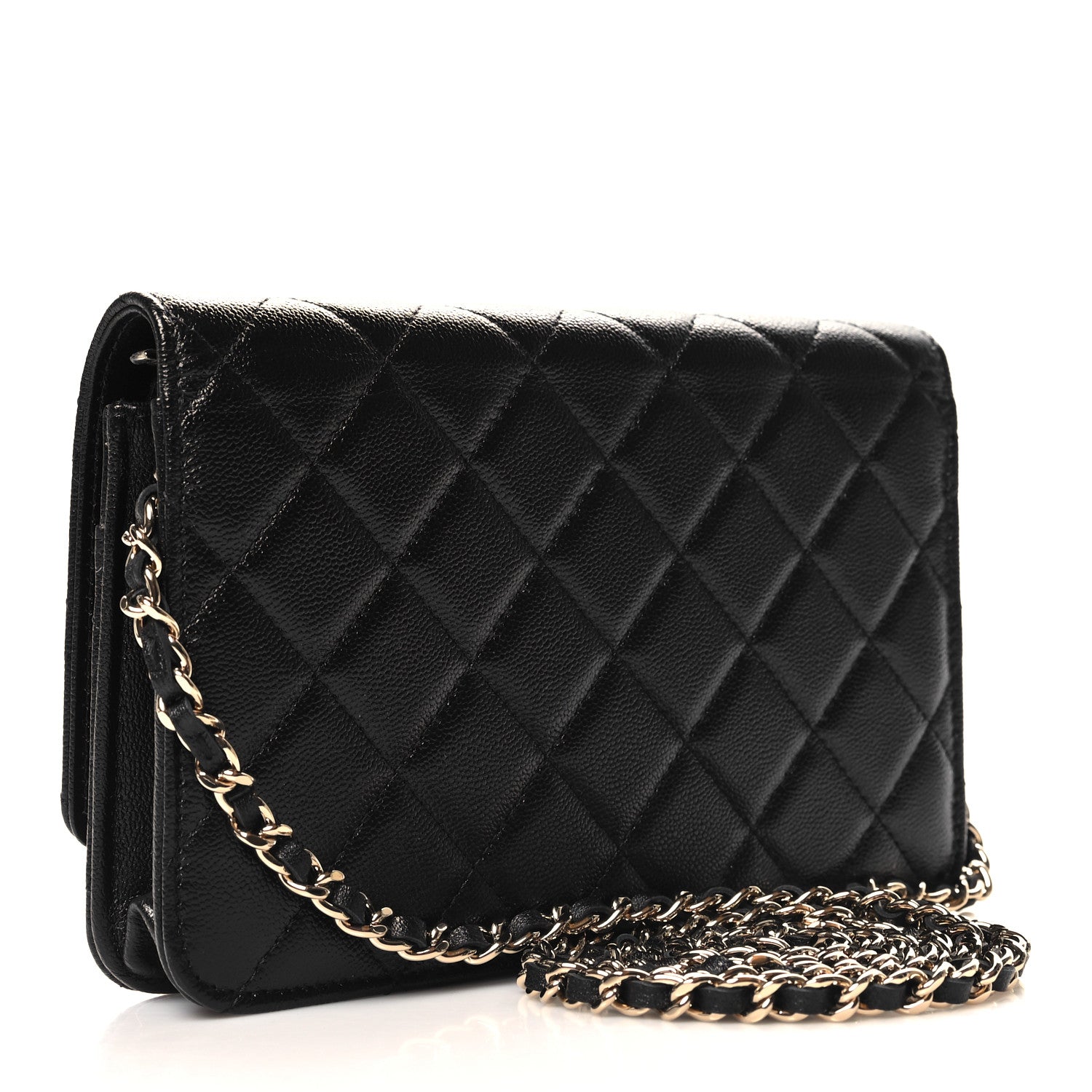 Chanel Caviar Quilted Studded CC Wallet on Chain WOC Black 3 of 12