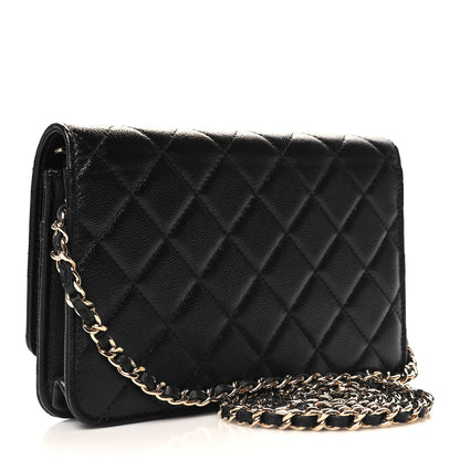 Chanel Caviar Quilted Studded CC Wallet on Chain WOC Black 3 of 12