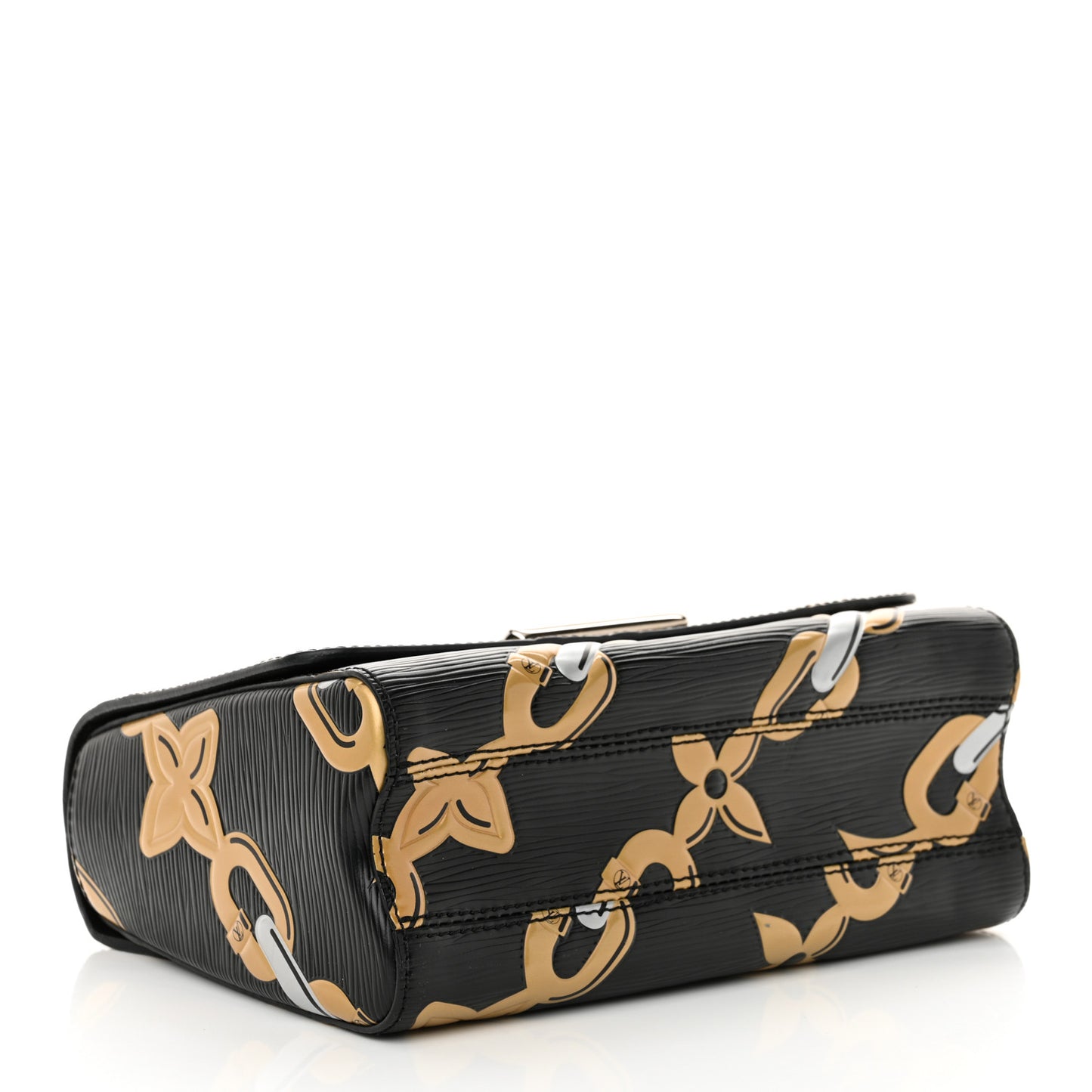 Epi Chain Flower Twist Shoulder Bag MM Black