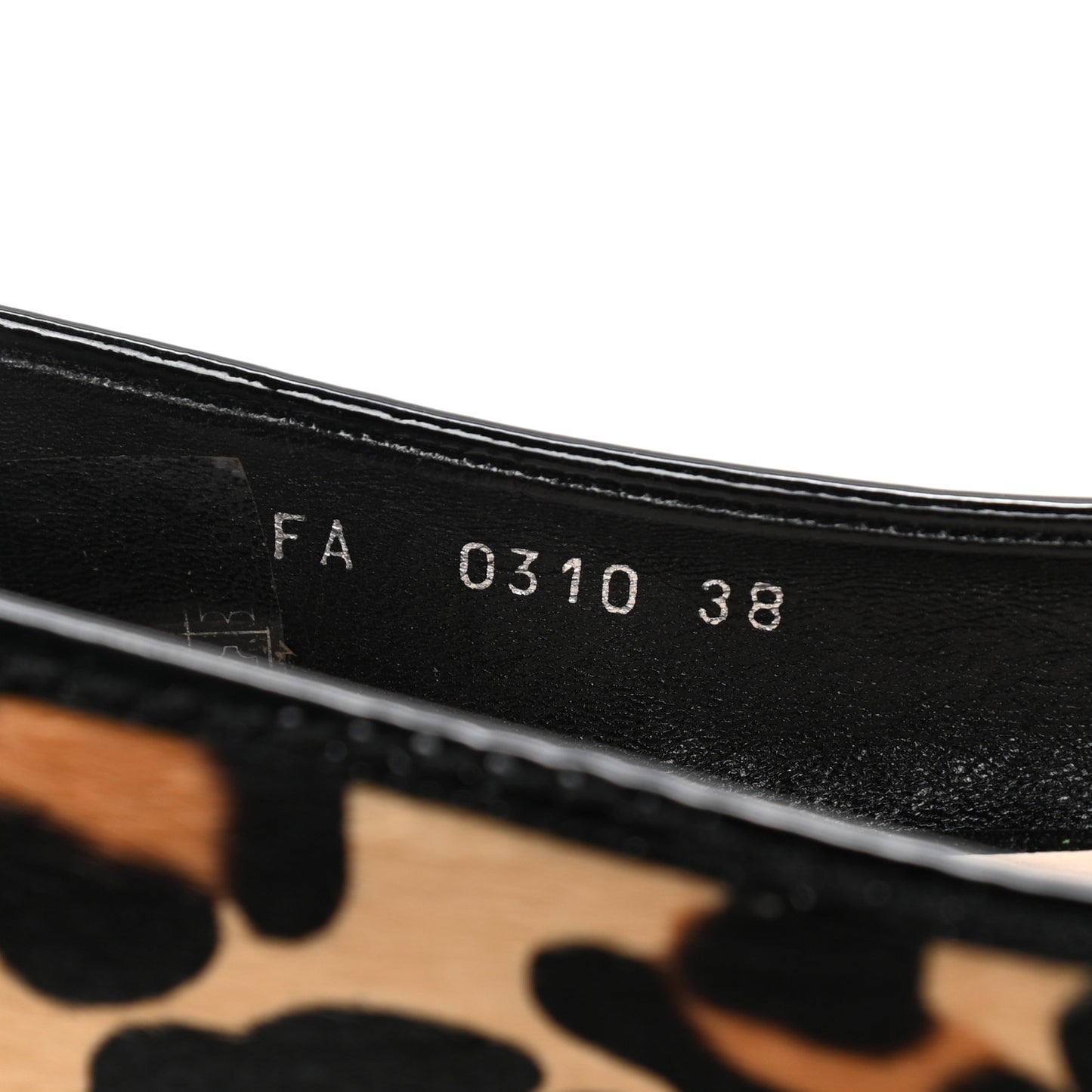Calf Hair Patent Leopard Ballet Flats 38 Black