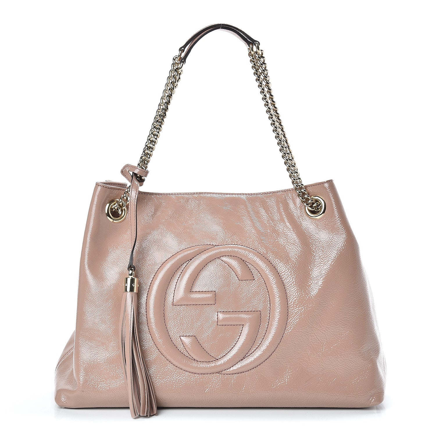 Gucci Patent Medium Soho Chain Shoulder Bag Dark Cipria 1 of 10