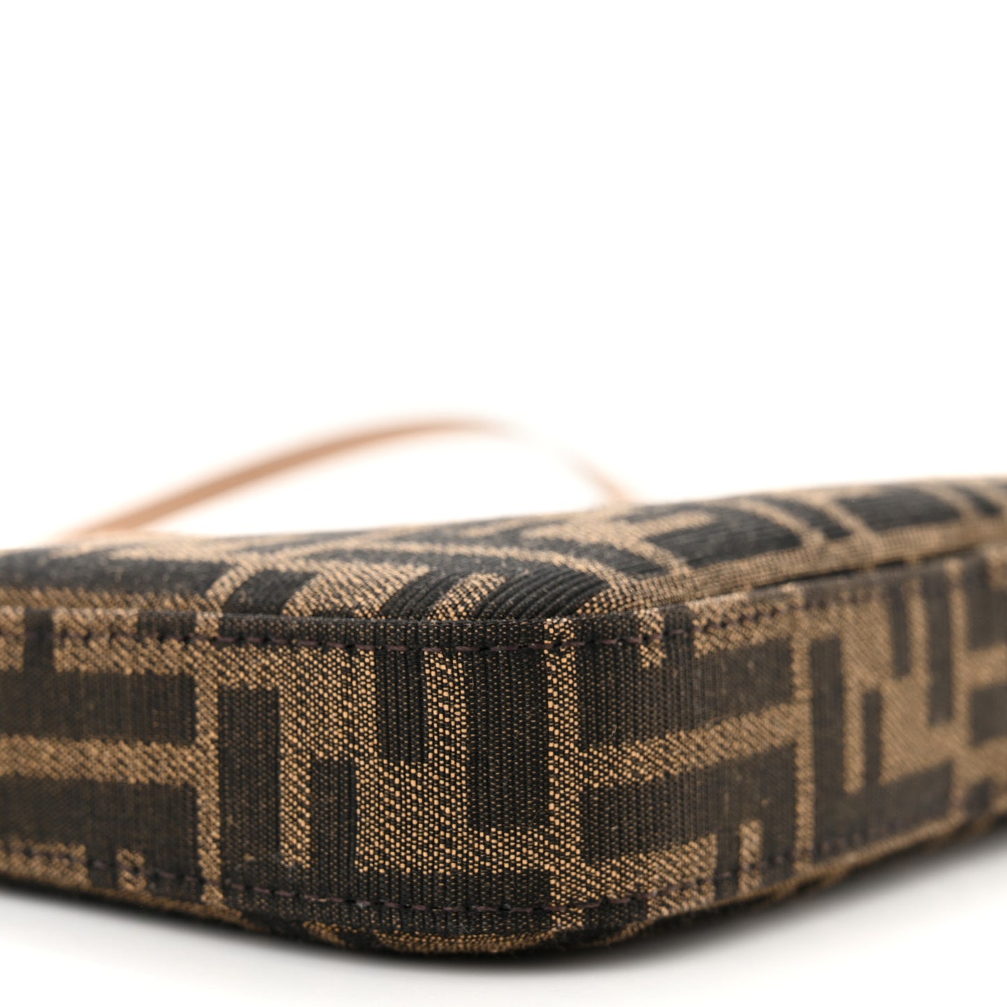 Fabric Jacquard Vitello Grace FF 1974 Baguette Pouch Tobacco Moro Sand