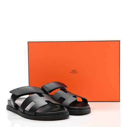 Hermes Calfskin Womens Chypre Sandals 38 Black 9 of 9