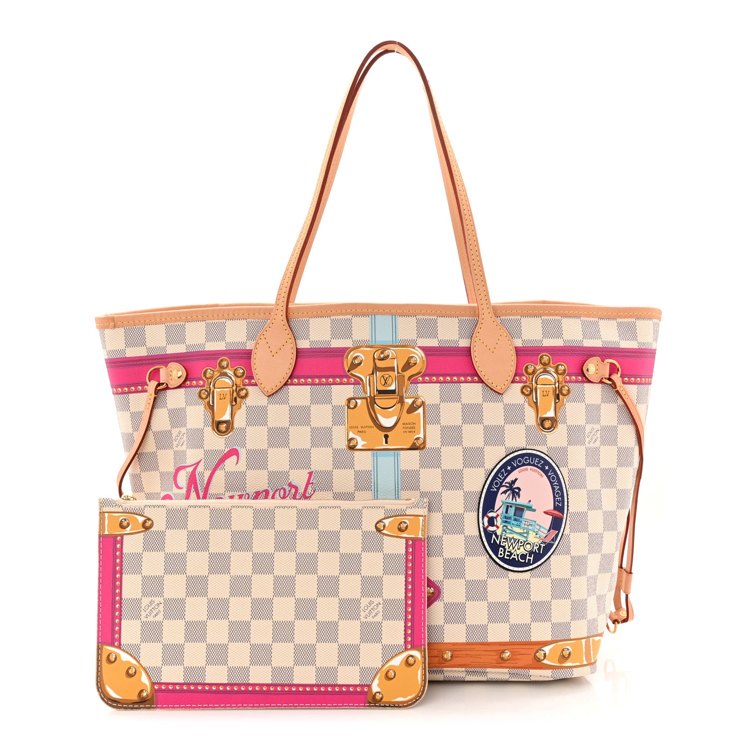 Louis Vuitton Damier Azur Summer Trunks Newport Beach Neo Neverfull MM 3 of 11