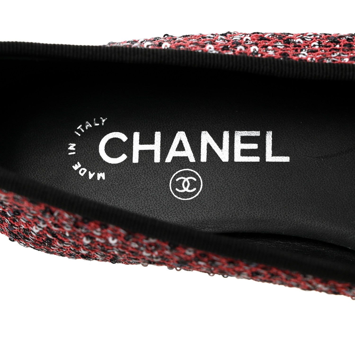 Chanel Tweed Grosgrain Sequin Cap Toe Ballerina Flats 38 Black Pink 6 of 10