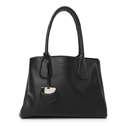 Salvatore Ferragamo Calfskin Double Handle Nolita Satchel Black 1 of 9