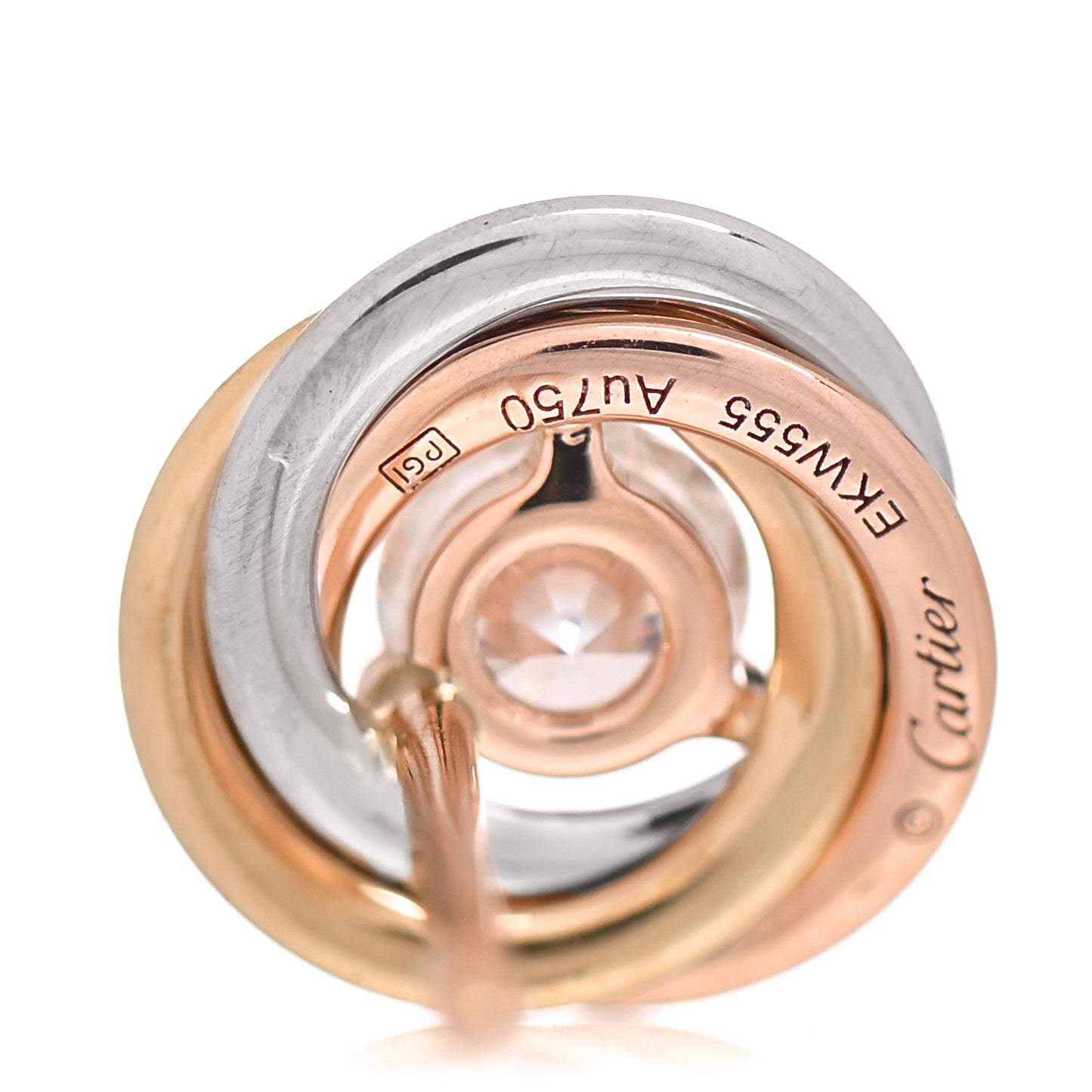 18K Pink Yellow White Gold Diamond .36ctw Trinity De Cartier Stud Earrings