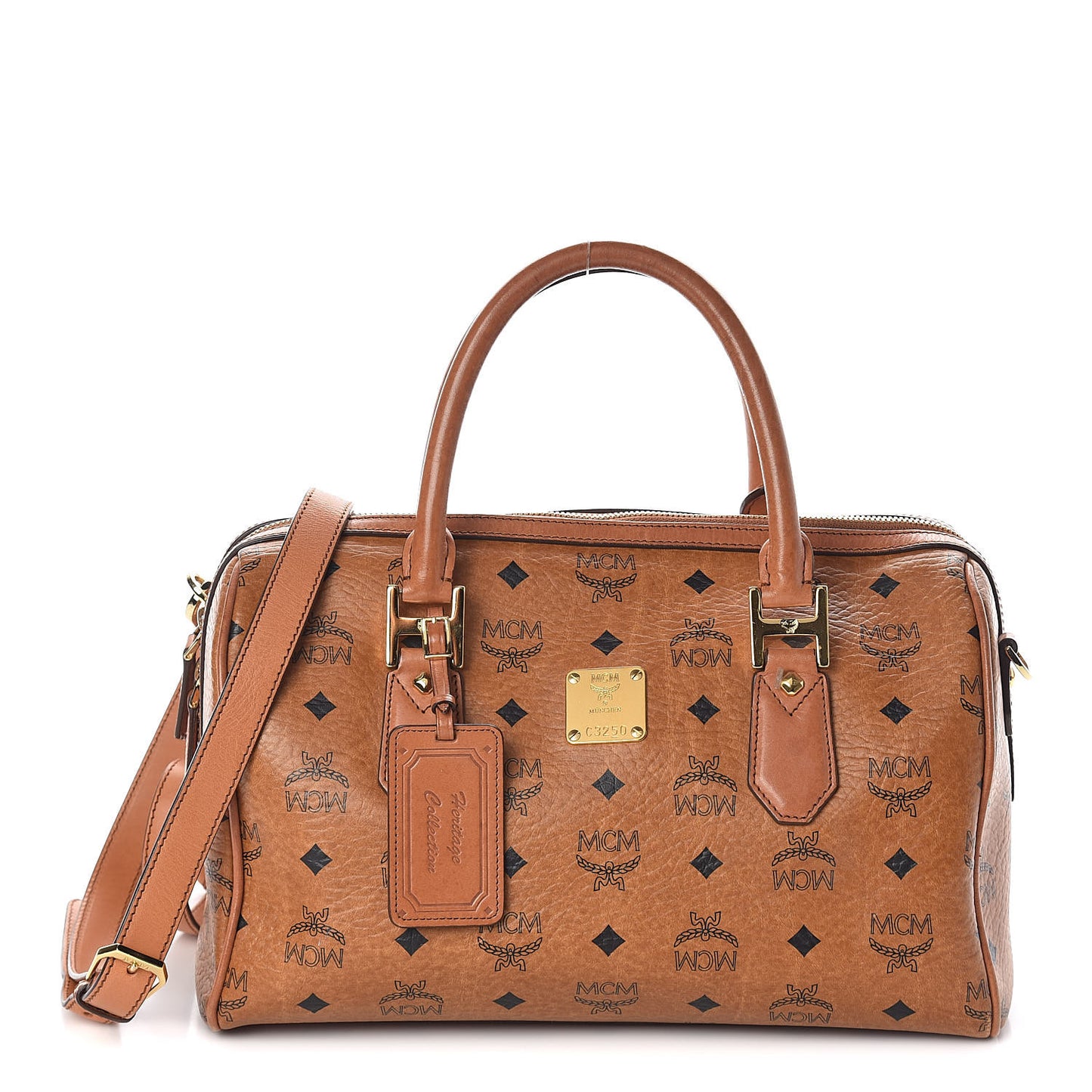 Visetos Medium Boston Bag Cognac