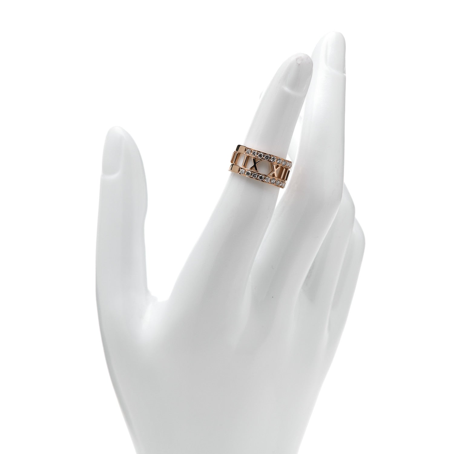 Tiffany 18K Rose Gold Diamond Wide Atlas Open Ring 49 4.75 2 of 6