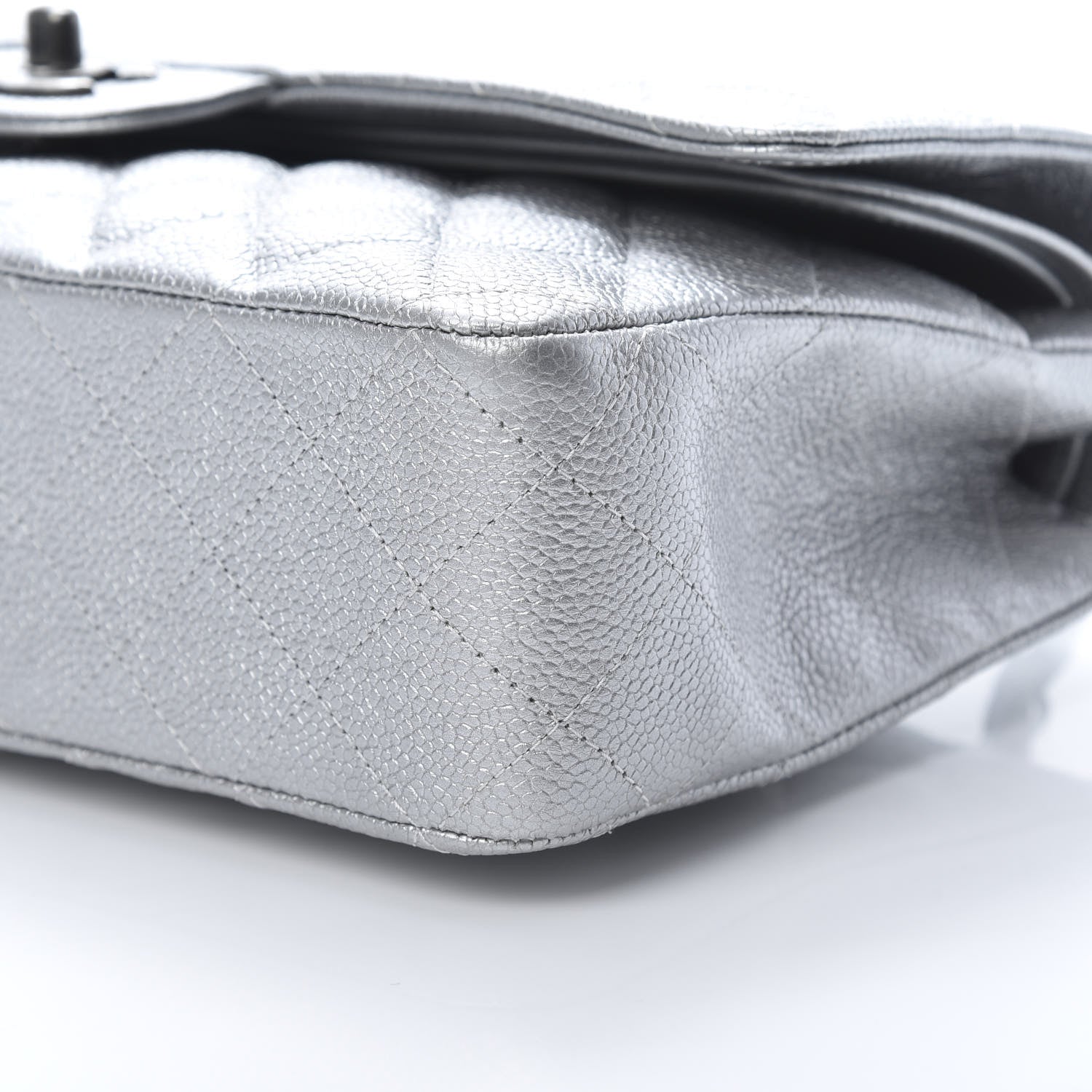 Chanel Metallic Caviar Quilted Medium Double Flap Silver 10 of 12