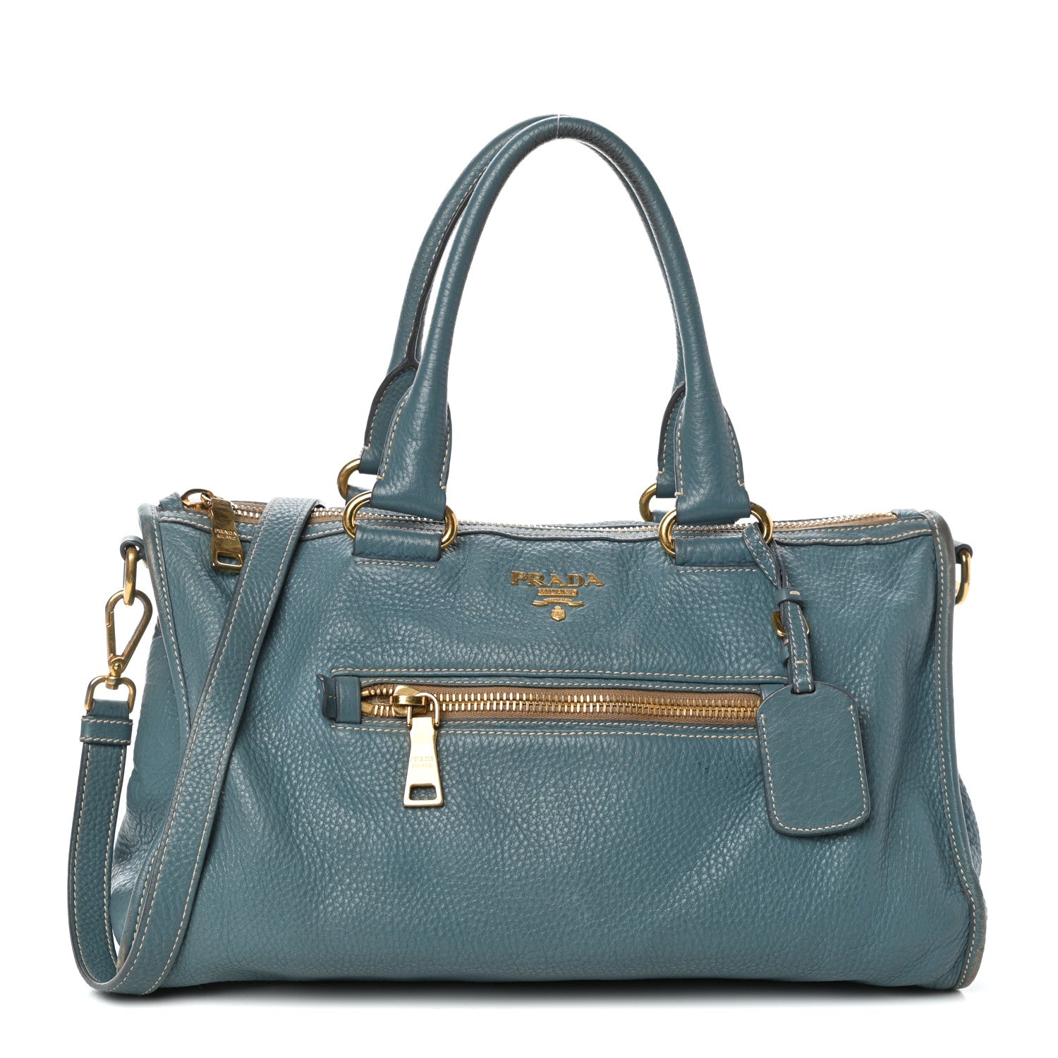 Prada Vitello Daino Shopping Satchel Marine 1 of 9
