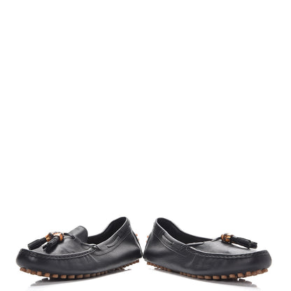 Gucci Hebron Calfskin Womens Bamboo Tassel Driver Loafers 39 Black 6 of 11