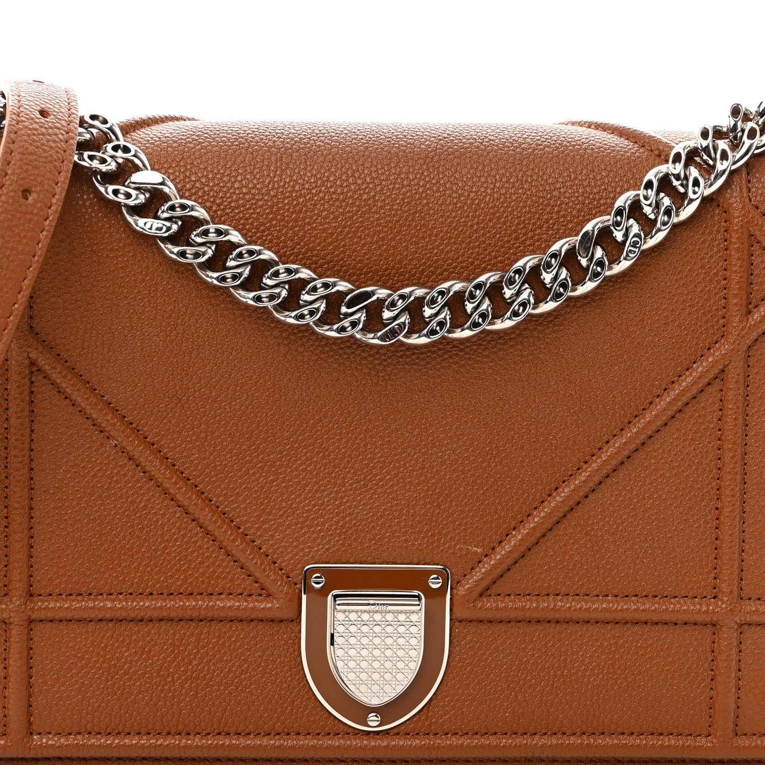 Christian Dior Grained Calfskin Medium Diorama Flap Bag Brown 7 of 10