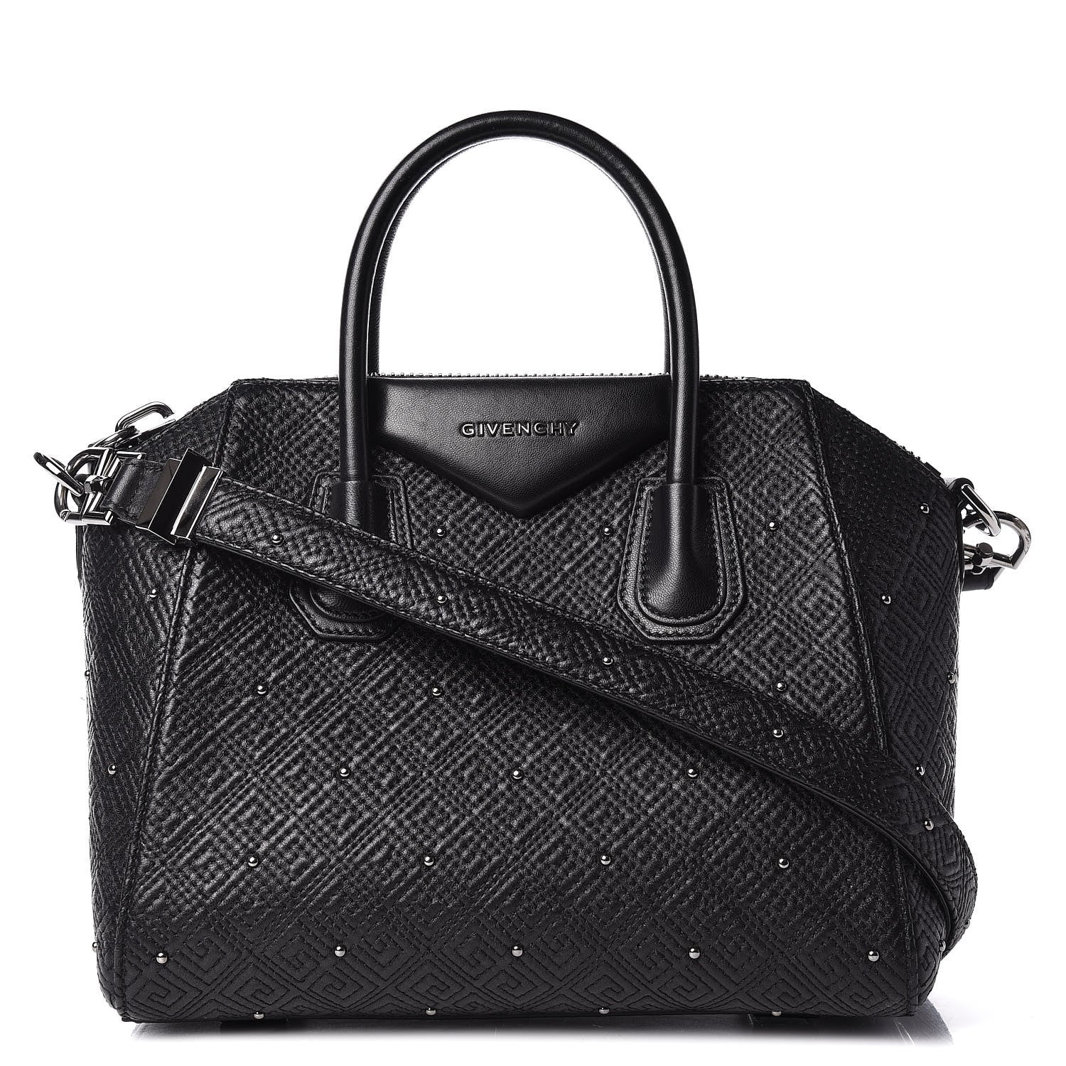Givenchy Lambskin Logo Embossed Small Studded Antigona Black 1 of 18