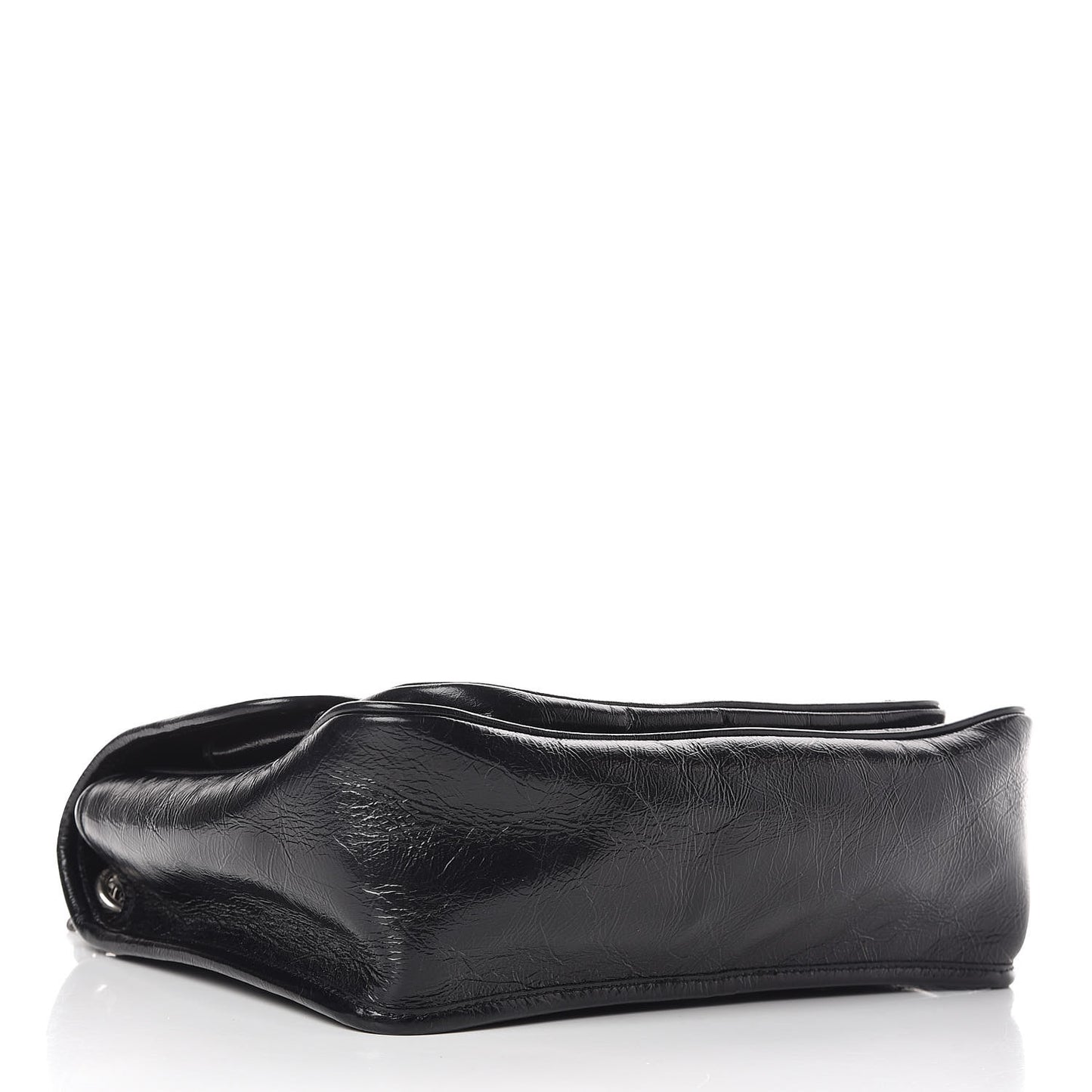 Crinkled Calfskin Matelasse Monogram Medium Niki Chain Satchel Black