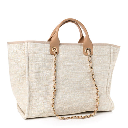 Chanel Canvas Medium Deauville Tote Light Beige 2 of 8