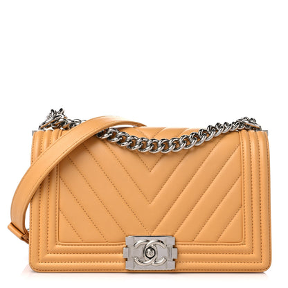 Chanel Calfskin Chevron Quilted Medium Boy Flap Yellow 1 of 15