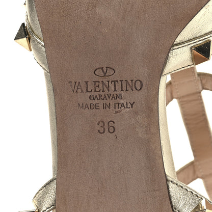 Valentino Garavani Metallic Nappa Rockstud Ankle Strap 65mm Pumps 36 Gold 7 of 10