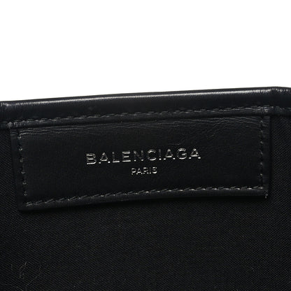 Balenciaga Cotton Canvas Satin Calfskin S Navy Cabas Natural Black 7 of 12